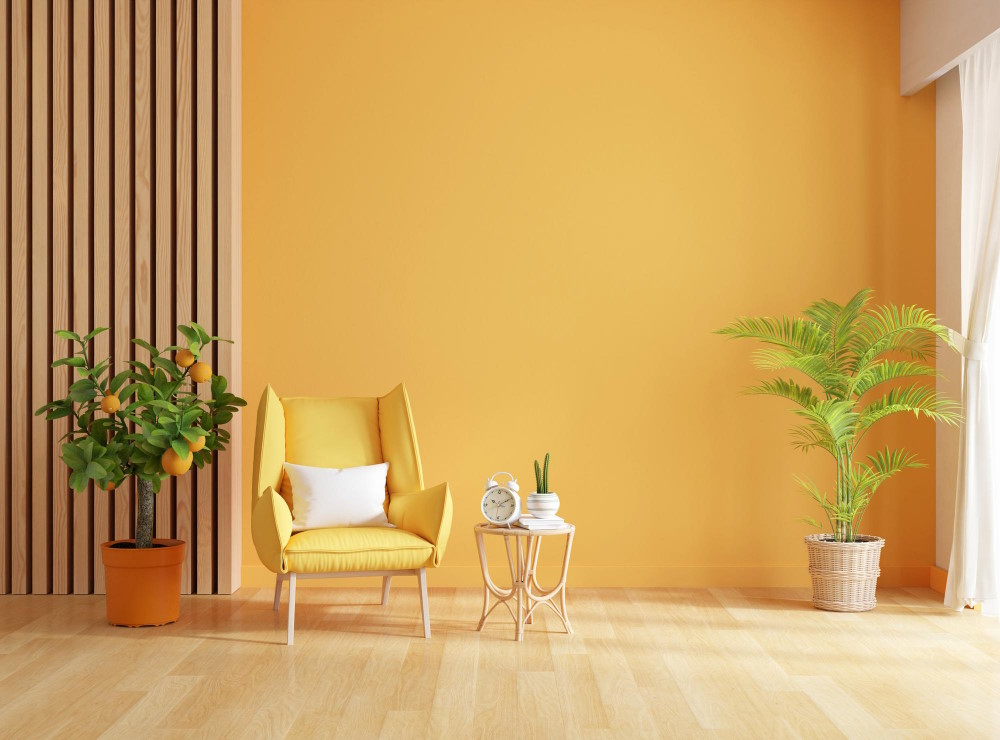 decoration jaune mur fauteuil